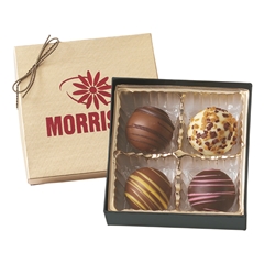 4 Piece Gourmet Truffle Gift Box holiday gifts, holiday food gifts, corporate holiday gifts, gift sets, chocolate gifts, employee appreciation, employee recognition, holiday parties