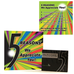 "5 Reasons We Appreciate You" Wrigleys 5 Gum & Card Employee Appreciation Kit  Appreciation Gum Kit, Appreciation Kit, Low cost recognition, On The Spot Recognition, Appreciation Gum Kit, 