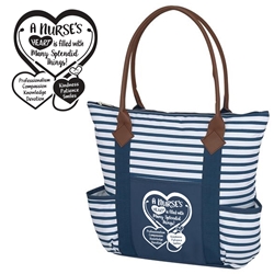 "A Nuress Heart is Filled with Many Splendid Things" Cambridge Tote Bag  Nurses theme Boat Tote, Nurses theme, Boat Tote, 600D, Polycanvas Tote, Fun, Stripe Tote, Tote Bag, Colorful, Tote, Bag, Imprinted, Personalized, Promotional, with name on it, Giveaway, Gift Idea