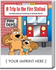 A Trip to the Fire Station Coloring & Activity Book promotional coloring book, fire safety promotional items, fire safety coloring book, fire prevention promotional products, visit to the fire station, fire station open house, fire prevention week, fire department giveaways, fire safety education promos