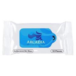 Antibacterial Wet Wipe Packet Wipes, Wet Wipe, Antibacterial, Medical, Non-Alcoholic, Surface, Hand, Sanitizer, Imprinted, Personalized, Promotional, with name on it, giveaway,