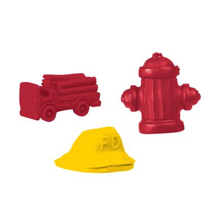 Assorted Firefighter Pencil Top Erasers fire safety promotional items, fire safety, kids fire safety, fire prevention, fire prevention week, fire truck, pencil top eraser, fire hat, fire hydrant, fire station giveaway