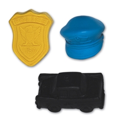 Assorted Police Pencil Top Erasers police promotional items, law enforcement promotional items, crime prevention month giveaway, jr. police giveaways, public safety promotional items, police handouts for kids