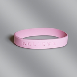 Believe Breast Cancer Awareness Silicone Wristband Bracelet believe bracelet, hope bracelet, pink ribbon bracelet, breast cancer awareness bracelet, pink ribbon gifts, pink promotional items, breast cancer awareness merchandise, awareness bracelet, silicone wristband bracelet