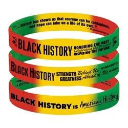 Black History 2-Sided Silicone Bracelet 30-Piece Assortment Pack. (Pack of 30) black history month Mints, Black History Month Butter Mints, Black History Month Candy, Black History Month theme treats, promotional items, black history month giveaways, black history educational items, African American history promotions, educational activity books, 