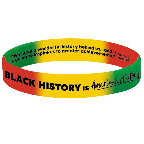 Black History 2-Sided Silicone Bracelet 30-Piece Assortment Pack. (Pack of 30) - BHM007