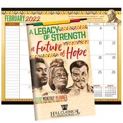 Black History: A Legacy Of Strength, A Future Of Hope 2022 Monthly Planner  black history month promotional items, black history month calendar, Black history month planner, activity book, black history month giveaways, black history educational items, African American history promotions, educational activity books, 