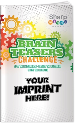 Brain Teasers Challenge Puzzle Book brain teasers puzzles, brain teasers puzzle book, promotional games, promotional puzzles, seniors promotions