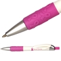 Breast Cancer Awareness Pink Ribbon Grip Pen cutom logo pen, promotional pens, breast cancer awareness merchandise, pink promotional items, pink ribbon promotional products, pink ribbon gifts, walk and run giveaways, health fair giveaways