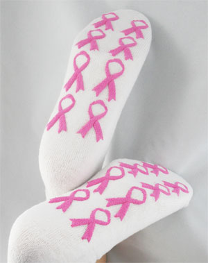 Breast Cancer Awareness Ribbon Slipper Socks | Care Promotions