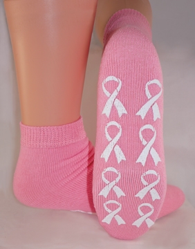 Breast Cancer Awareness Ribbon Slipper Socks - BCA138