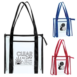 "Clear As Day You Make A Difference In Every Way!" Transparent Zip Tote  Employee appreciation tote bag, custom logo tote bag, Employee Recognition Clear Tote Bag, custom clear tote bag, clear stadium tote bag, stadium approved promotional items, employee appreciation gifts, bags with your logo, business gifts, corporate gifts with logo