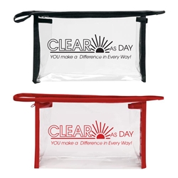 "Clear As Day You Make A Difference in Every Way!" Transparent Zip Pouch  Employee appreciation promotional travel bag, employee appreciation cosmetic bag, employee recognition Cosmetic Bag, custom clear travel bag, clear tsa travel bag, TSA approved promotional items, employee appreciation gifts, bags with your logo, business gifts, corporate gifts with logo, promotional cosmetic bags, custom logo cosmetic bag