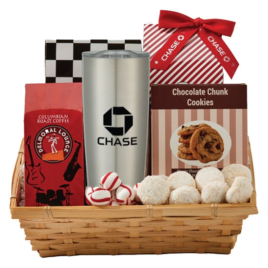 Coffee & Cookie Basket with 20 oz Himalayan Tumbler | Care Promotions