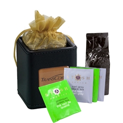 Coffee & Tea Desk Caddy Gift Set holiday gifts, holiday food gifts, corporate holiday gifts, gift sets, tea gifts, employee appreciation, employee recognition, holiday parties, coffee gifts, logo desk caddy set, office supplies