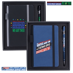 Customer Service Appreciation Theme Journal & Pen Gift Set  Customer Service Week theme Journal, CSR theme Journal and Pen,  Set, Full Color, journal. Pen, set, laser, engraved, Journal and Pen Set, Imprinted, Personalized, Promotional, with name on it