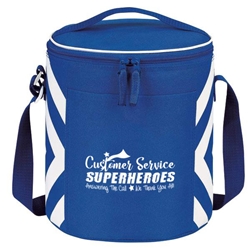 Customer Service: Superheroes Answering The Call, We Thank You All! Geometric Print Accent 12-Pack Round Cooler   Customer Service, Theme, CSRs, CSR, Staff, Geometric, design, Accent, Round, cooler, 12 pack cooler, Promotional, Imprinted, Travel, Custom, Personalized, Bag 