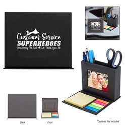 "Customer Service: Superheros Answering The Call, We Thank You All!" Photo Caddy  Customer Service, Week, CSRs, CSR, Sticky Flag, Sticky Note, Pen, Holder, caddy, organizer, Imprinted, Personalized, Promotional, with name on it, giveaway,