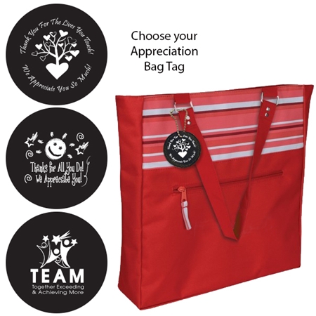 Dallas Tote with Appreciation Bag Tag (Red Stripe)