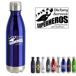 "Dietary Services: Superheroes Saving The Day With Nutrition" 17oz. Vacuum Insulated Stainless Steel Bottle  Food, Service, Dietary, Services, Nutrition, Theme, Vacuum Sealed Bottles, Vacuum Top Bottle, Imprinted Vacuum Sealed Bottles, Stainless Steel Vacuum Sealed bottle, Care Promotions, 