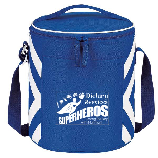"Dietary Services: Superheroes Saving The Day With Nutrition" Geometric Print Accent 12-Pack Round Cooler  - FSW043