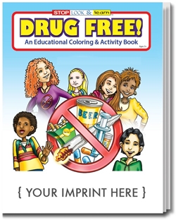 Drug Free Coloring & Activity Book promotional coloring book, anti-drug promotion, drug prevention, drug free, drug free schools, red ribbon week, drug prevention promotional items