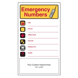 Emergency Numbers Vinyl Magnet