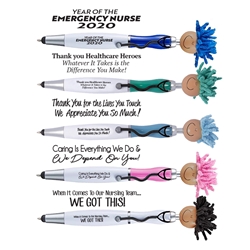 Emergency Nurses & Healthcare Theme MopTopper™ Stethoscope Stylus Pens   ER Nurses Theme pens, Emergency Nurses Pens, Nursing Theme, Doctors Theme, Mop, stethoscope, Topper, Hair, Top, Smile, Pen, Stylus, Screen Cleaner, Pendant Pen, Pendant, Pen, Pens, Ballpoint, Aluminum, Imprinted, Personalized, Promotional, with name on it, giveaway, black ink
