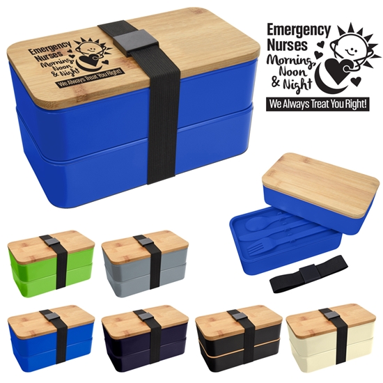 "Emergency Nurses: Morning, Noon & Night...We Always Treat You Right!" Stackable Bento Lunch Set  - ENW106