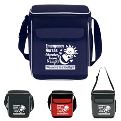 "Emergency Nurses: Morning, Noon & Night...We Always Treat You Right! " Theme Intergrated Insulated 12 Pack Lunch Cooler   Emergency Nurses, Week, theme Lunch Bag, ER Nurses, theme, Customer Service Week Theme cooler, Customer Service Theme, week, theme, 12 pack, imprinted Cooler,  Lunch Bag with logo, Insulated Cooler, cooler, 12 pack cooler, All Purpose, Elite, Zip, Polyester, Promotional Events, Trade Show Bags, Health Fair, Imprinted, Tote, Reusable, Recognition, Travel , imprinted