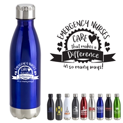 Emergency Nurses: Care That Makes A Difference In So Many Ways! 17oz. Vacuum Insulated Stainless Steel Bottle   Vacuum Sealed Bottles, Vacuum Top Bottle, Imprinted Vacuum Sealed Bottles, Stainless Steel Vacuum Sealed bottle, Care Promotions, 