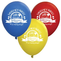 "Emergency Nurses: Care That Makes A Difference In So Many Ways!" 9" Standard Latex Balloons (Pack of 60 assorted)  Latex balloons, party goods, decorations, celebrations, round shaped balloons, promotional balloons, custom balloons, imprinted balloons