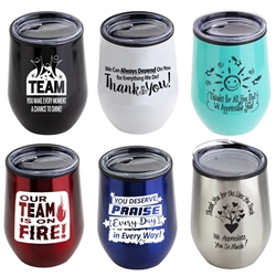 Employee Appreciation & Recognition 12 oz Stainless Steel/Polypropylene Wine Goblet  Employee Appreciation, Recognition, Wine Tumbler,  Goblet, 11 oz wine goblet, wine holder, wine tumbler, Stainless Steel Wine Holder, 10 oz tumbler, Imprinted Tumblers, Stainless Steel Tumblers, Care Promotions, 