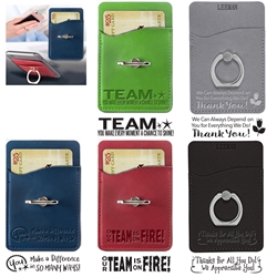 "Employee Appreciation & Recognition" Tuscany Card Holder with Metal Ring Phone Stand  Employee, Appreciation, Recognition, Day, Team, Week, Theme, Appreciation, business gifts, corporate holiday gifts, custom smart phone wallet, custom printed smartphone wallet, customized phone wallet, promotional phone stand, cell phone promotional products, employee appreciation gifts, recognition gifts, custom logo thank you gifts