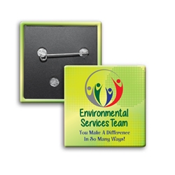 "Environmental Services Team: You Make A Difference In So Many Ways" Square Buttons (Sold in Packs of 25)  Environmental Services, and, Housekeeping Week, International, Housekeeping, Housekeepers, Week, Recognition, Appreciation, Square Button, Buttons, Campaign Button, Safety Pin Button, Full Color Button, Button