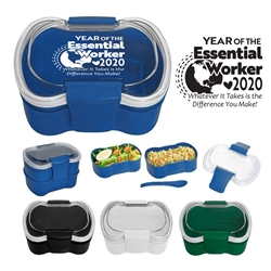 Essential Worker Appreciation On-The-Go Convertible Lunch Set  Essential Worker Appreciation, Employee Recognition, Lunch Dish, Lunch Plate, Lunch Set, Lunch Box, Imprinted, Personalized, Promotional, with name on it, Gift Idea, Giveaway, novelty pen, promotional pen, fidget spinner pen