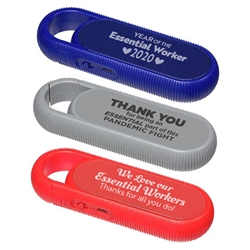 Essential Workers Appreciation Chorus Clip-On Wireless Speaker Essential Worker, Appreciation, Recognition, custom speaker carabiner, clip on speaker, bluetooth portable speaker, employee appreciation gifts, business gifts, corporate holiday gifts, promotional speaker giveaways