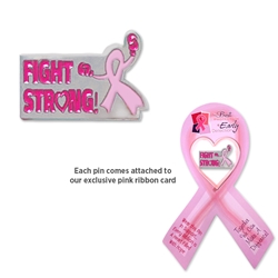 Fight Strong Breast Cancer Awareness Lapel Pin | Care Promotions