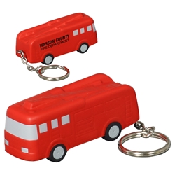 Fire Truck Stress Reliever Keychain fire safety promotional items, fire department giveaways, promotional stress relievers, fire truck stress reliever, fire prevention week, fire safety education, promote fire safety, fire engine stress reliever keychain