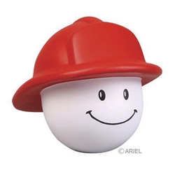 Fireman Smiley Face Stress Reliever fire safety promotional items, fire department giveaways, promotional stress relievers, fireman stress reliever, fire prevention week, fire safety education, promote fire safety, firefighter, smiley face