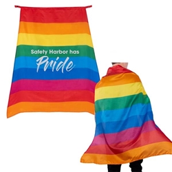 Flying Pride Rainbow Cape Pride Month Cape, Rainbow Cape, Pride March Cape, Imprinted, Personalized, Promotional, with name on it, giveaway,