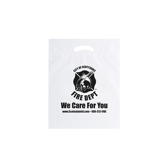 Fold-Over Reinforced Die Cut Plastic Bag, 9" x 13" | Care Promotions