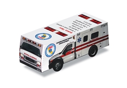 Foldable Die Cut Paper Ambulance ambulance promotional items, ems week giveaways, ems week promotional items, ems week supplies, EMT theme giveaways, learn about emergencies, community safety