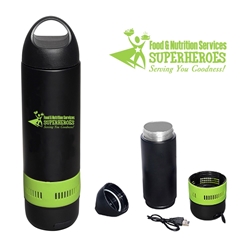 "Food & Nutrition Services: Superheroes Serving You Goodness" 13 oz. Bluetooth Speaker Vacuum Water Bottle Food, Service, Nutrition, Services, Team, Dietary,  promotional bluetooth speaker, custom printed vacuum bottle, custom printed bluetooth speaker, corporate holiday gifts, employee appreciation gifts, business gifts