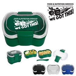 "Food & Nutrition Services. When It Comes To Health & Happiness...We Got This!" On-The-Go Convertible Lunch Set   Food Service, Nutrition Services, Dietary theme, lunch plate, Lunch Dish, Lunch Plate, Lunch Set, Lunch Box, Imprinted, Personalized, Promotional, with name on it, Gift Idea, Giveaway, novelty pen, promotional pen, fidget spinner pen
