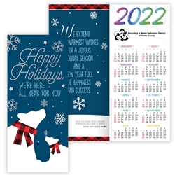 Happy Holidays 2022 Silver Foil-Stamped Holiday Greeting Card Calendar Mailable Calendar, Direct Mail Calendar, Customer Calendar Stick Up, Wall Calendar, Planner, The Positive Line, Business Calendar, Office Calendar, Business Gifts, Corporate Gifts, Sales and Marketing, Sales Meetings, Giveaways, Promotional Calendars, greeting card calendar, holiday greeting card, custom printed greeting card calendar