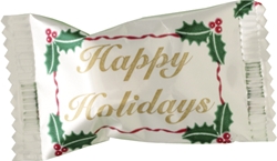 Happy Holidays Butter Mints mints, butter mints, buttermints, individually wrapped mints, restaurant mints, party mints, celebration gifts, mint basket, mint bowl, holiday gifts