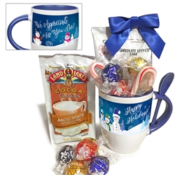 Happy Holidays Cocoa & Cake Mug & Spoon Gift Set | Corporate Holiday Gifts | Care Promotions