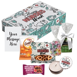 Happy Nurses Week Care Package  Nurses Theme gift box, Nurses Week Happys, Nurses Week Treat Box, Nurses Week Appreciation Box, Imprinted, Personalized, Promotional, with name on it, Giveaway, Gift Idea