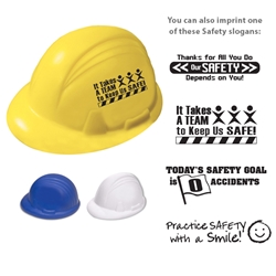 Hard Hat Stress Reliever  Working Safe, Safely, safety, Hard Hat Stress Ball, Hard Hat, Stress, Ball, Reliever, Imprinted, Personalized, Promotional, with name on it, giveaway, 